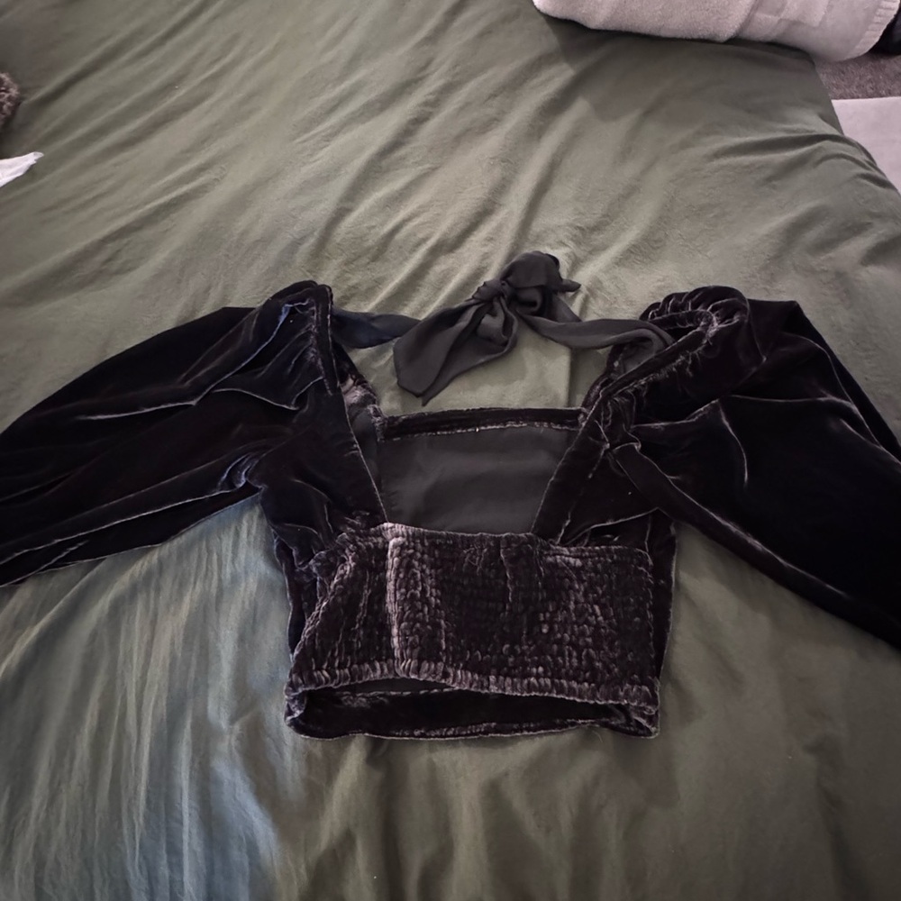 Free People Black Velvet Top - Picture 7 of 8